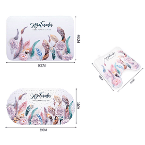 Set Alfombra De Baño Plumas 3 piezas