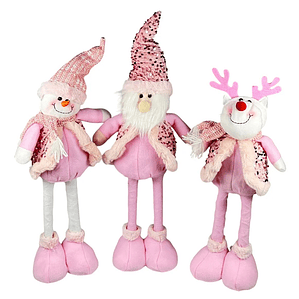 Set 3 Muñecos Patas Largas Navidad Rosado
