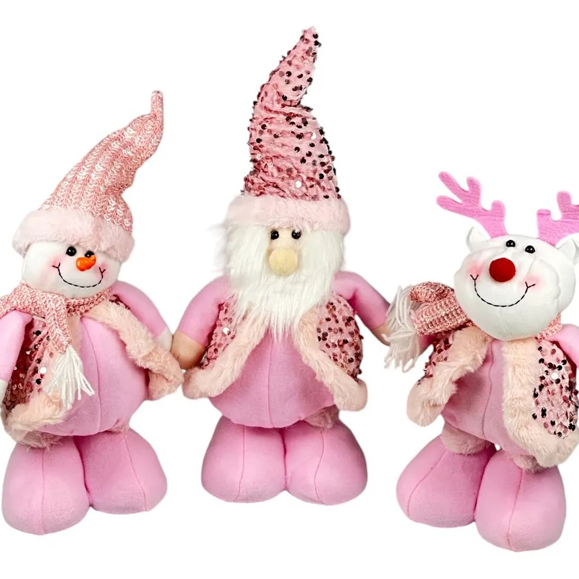 Set 3 Muñecos Patas Largas Navidad Rosado 2