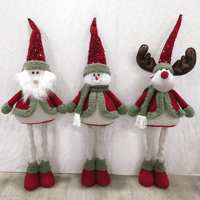 Set 3 Muñecos Patas Largas Navidad Rojo 1