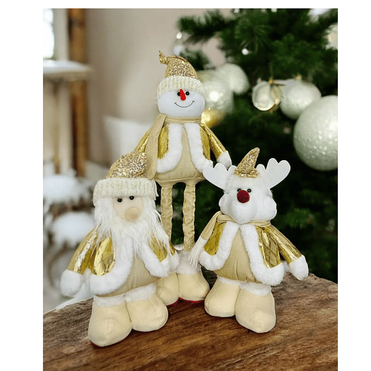 Set 3 Muñecos Patas Largas Navidad Dorado 1