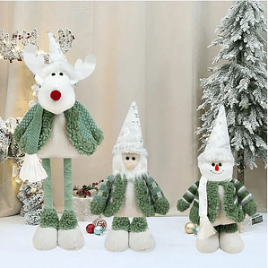 Set 3 Muñecos Patas Largas Navidad verde