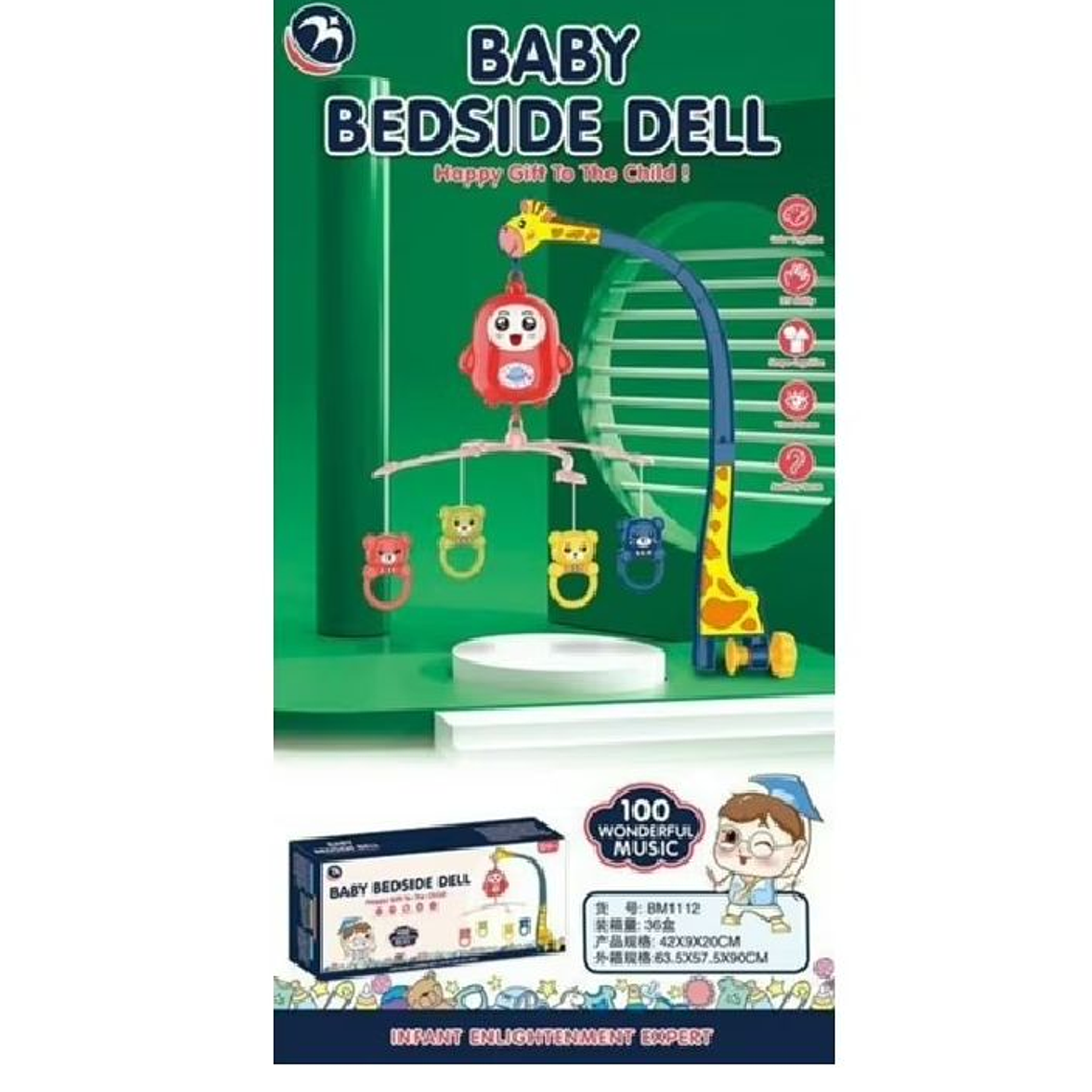 Movil De Cuna Musical Sonajero Bebé Proyector Luz -control 3