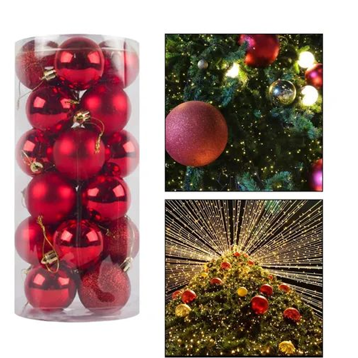 20 Esferas De Navidad Adornos Colgantes Rojas 1