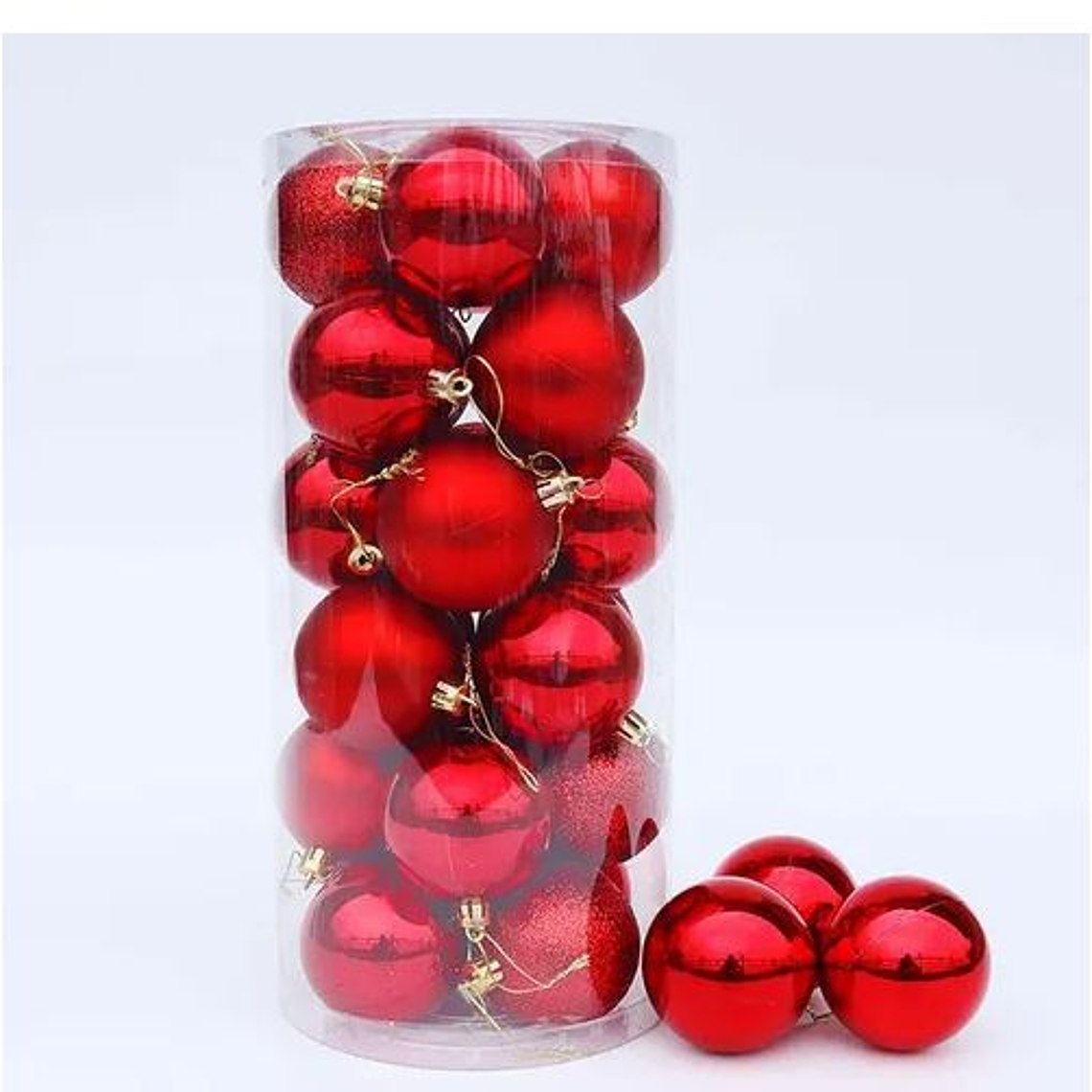20 Esferas De Navidad Adornos Colgantes Rojas 3