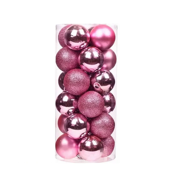 20 Esferas De Navidad Adornos Colgantes Rosada 1