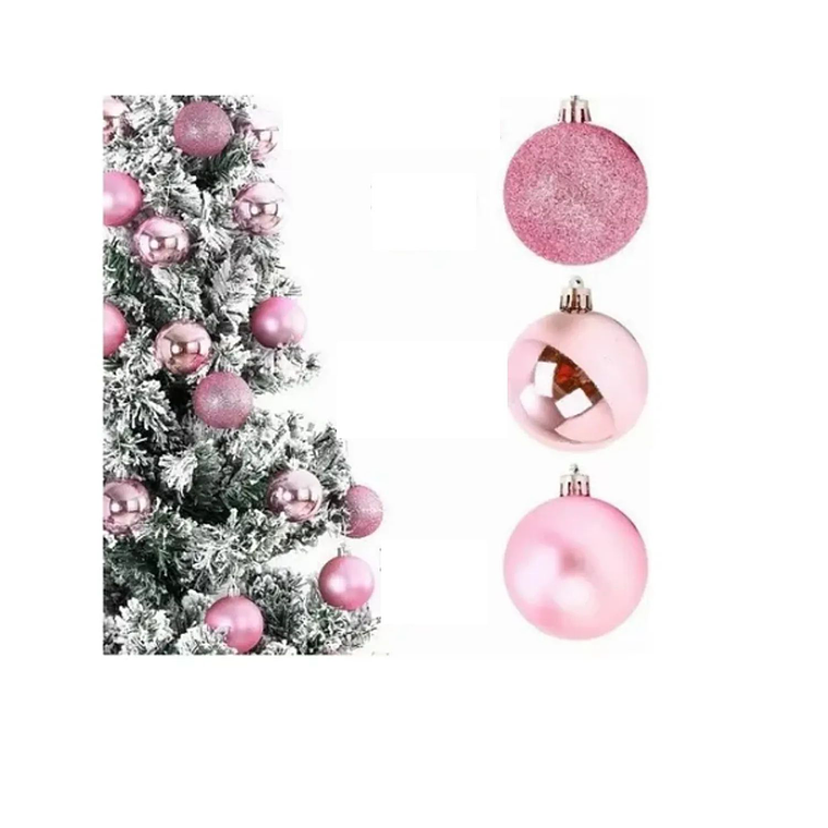 20 Esferas De Navidad Adornos Colgantes Rosada 3