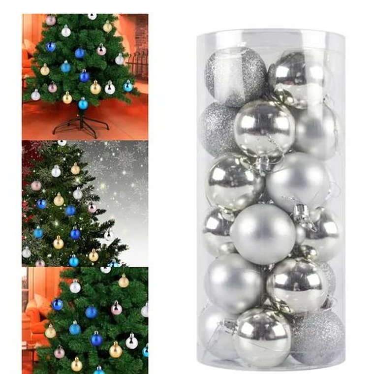 20 Esferas De Navidad Adornos Colgantes Plateado 2