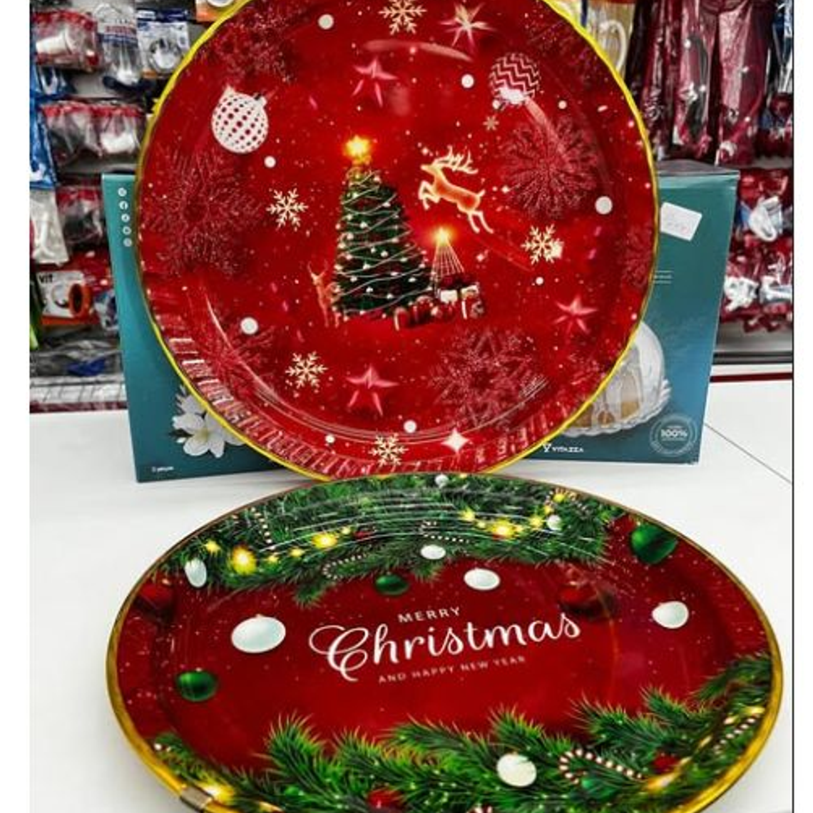 Fuente navideña rectangular bandeja plastica Circular 1