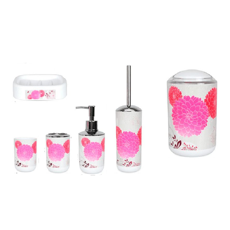 Set Juego De Baño 6 Piezas Accesorios Elegante Rosa 1