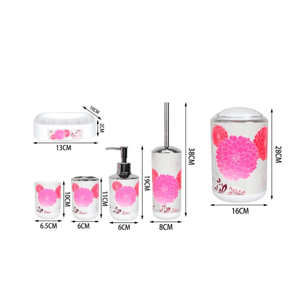 Set Juego De Baño 6 Piezas Accesorios Elegante Rosa 2