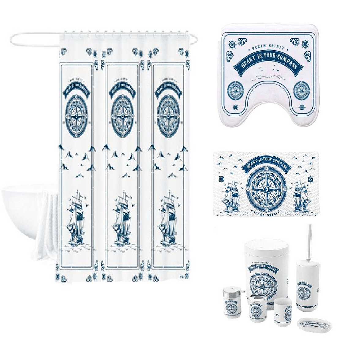 Set Juego De Baño 9 Piezas Accesorios Elegante Azul 1