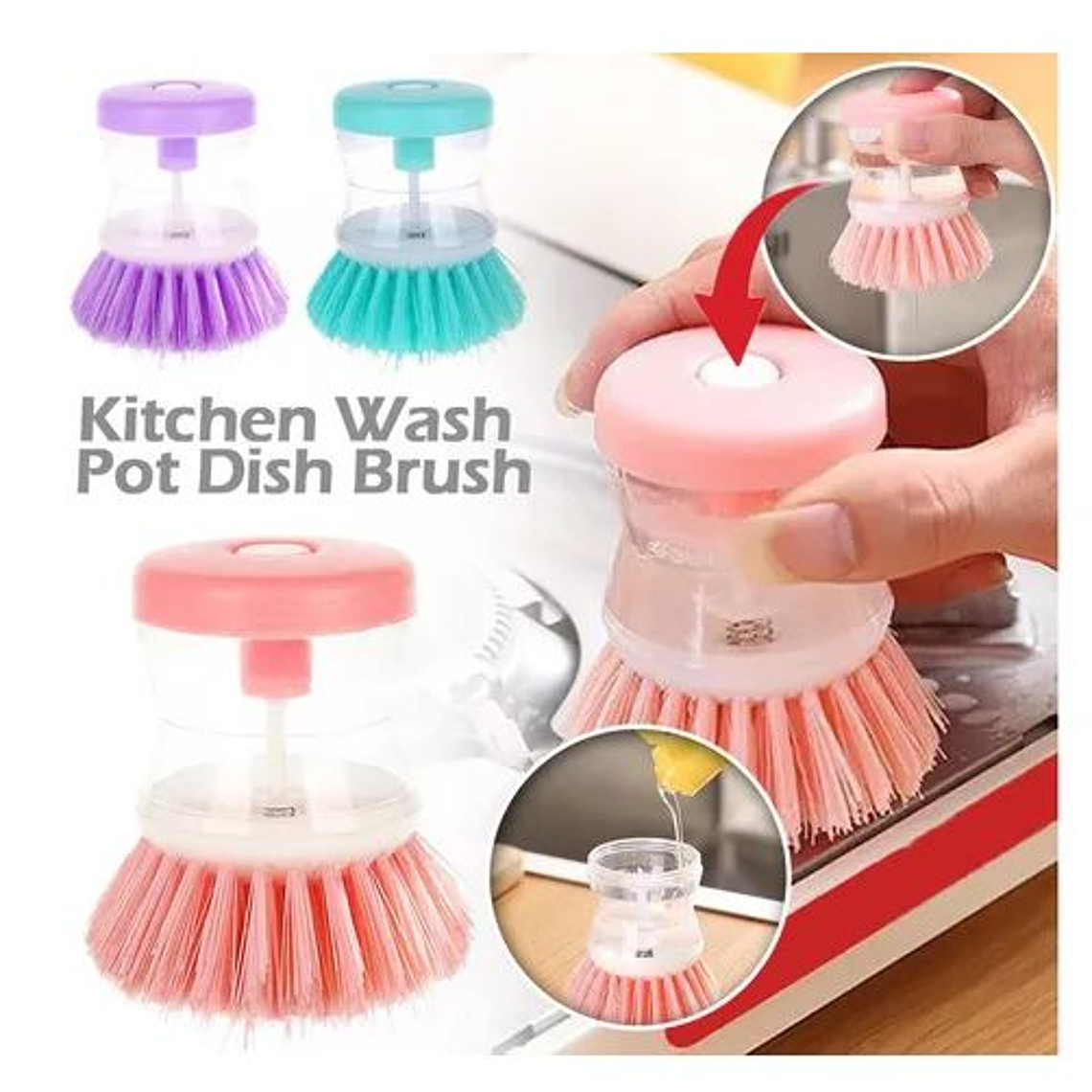 Cepillo Para Lavar Platos Con Dispensador 1