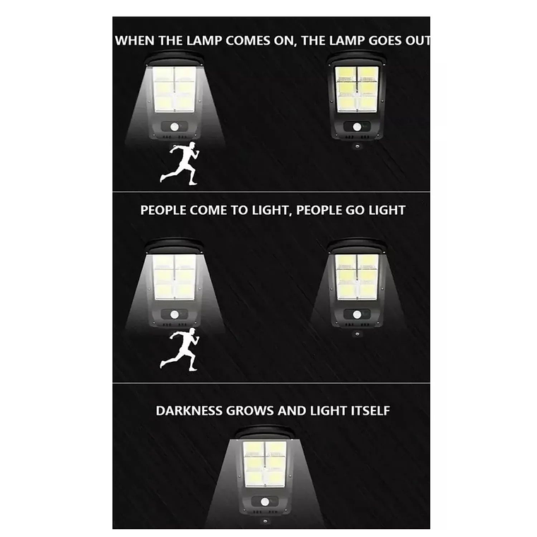 Pack 3 Focos Led Solar Luminaria Panel Sensor 4