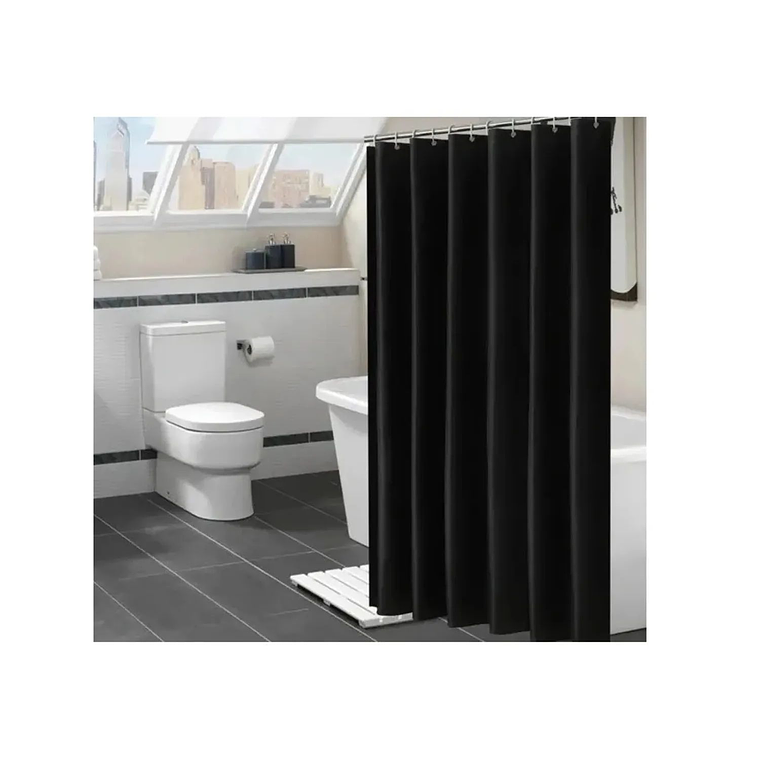 Cortina Ducha Baño 180x180 Elegante Negro 2