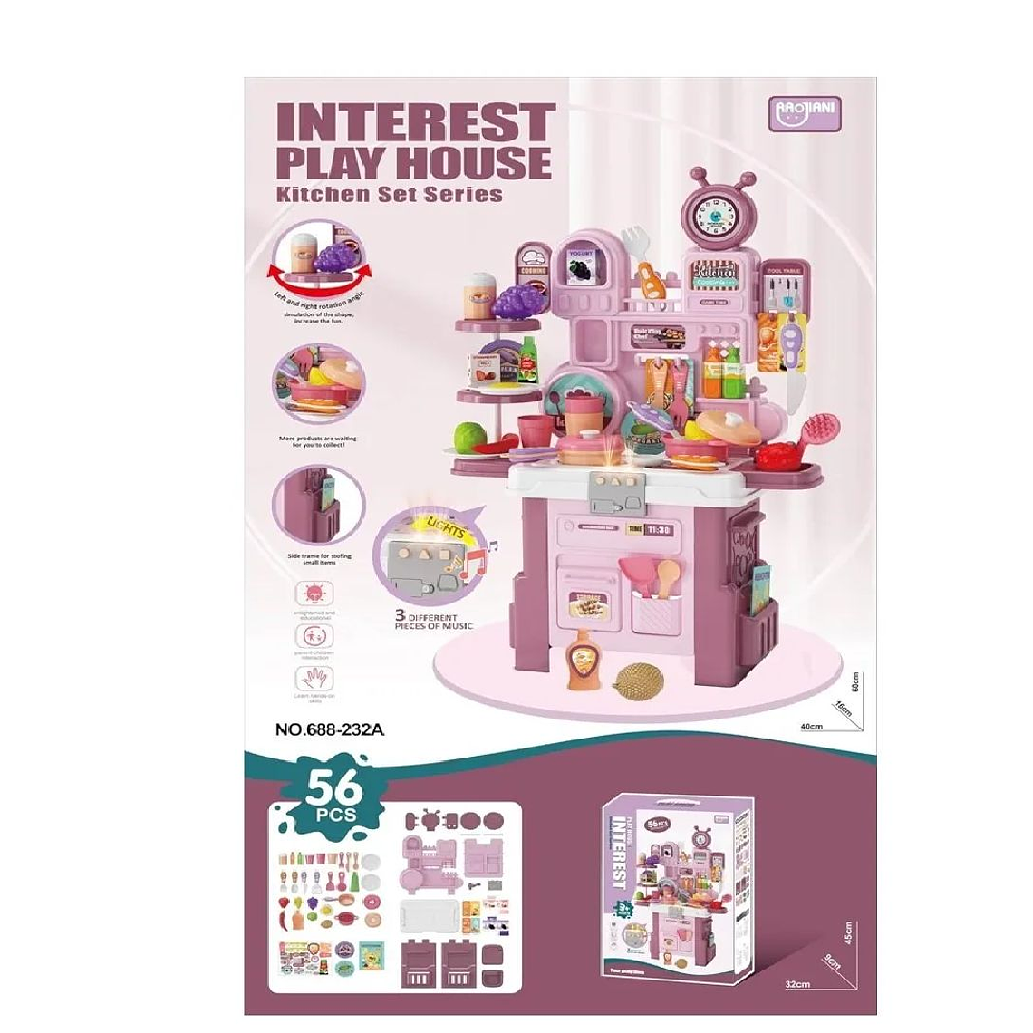 Juguete Cocina Infantil Con Sonido Y Luz Rosa 4