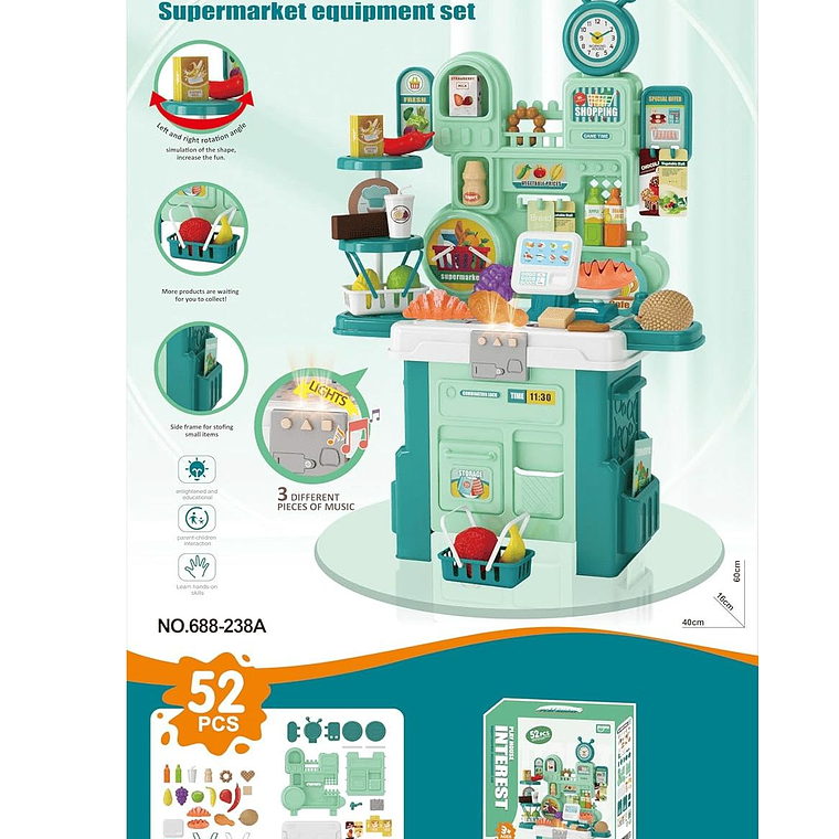 Juguete Cocina Infantil Con Sonido Y Luz verde 3