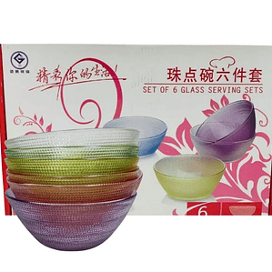 Set X 6 Bowls Compoteras De Vidrio Colores Cristal