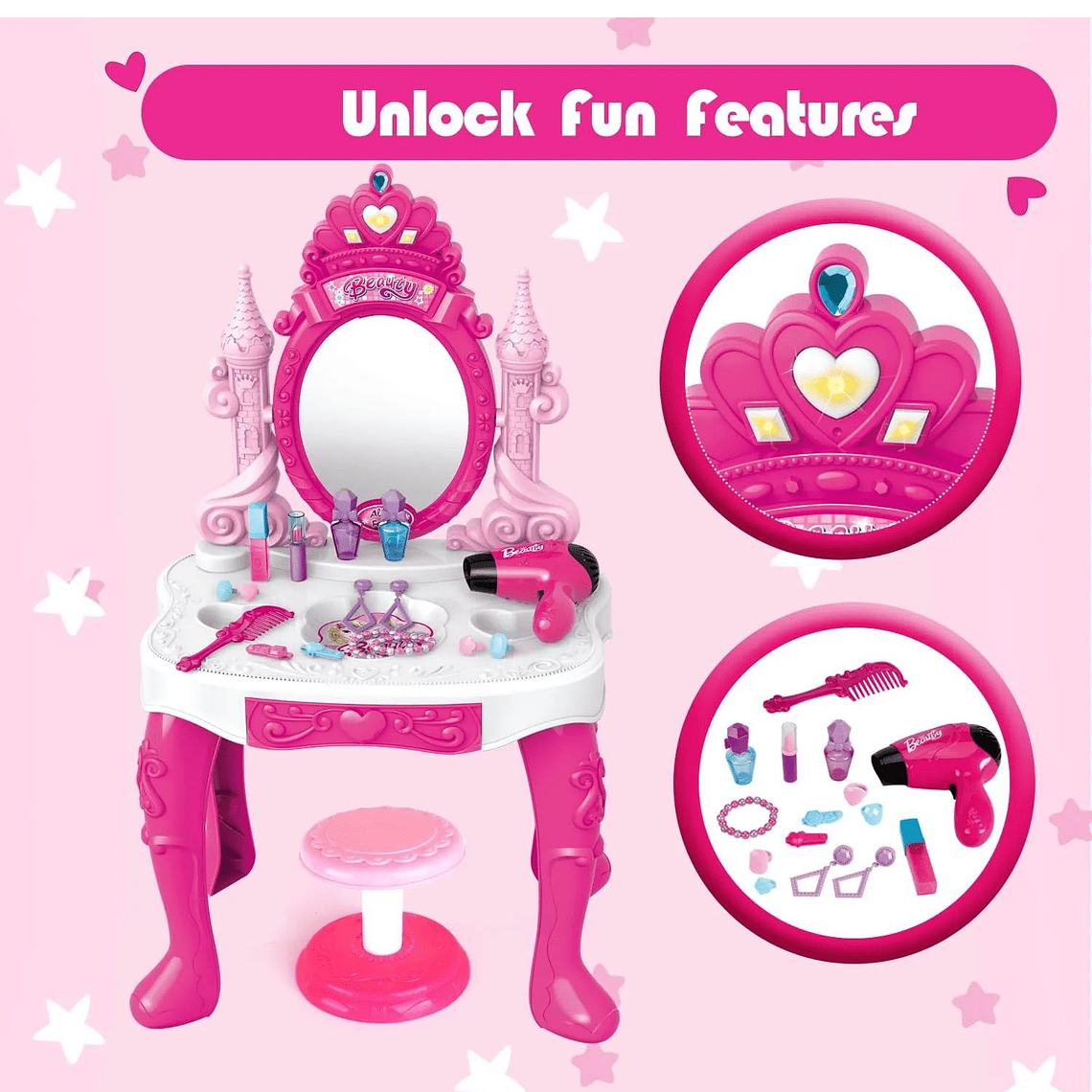 Tocador Princesa Maquillaje Para Niñas De Juguetes 4