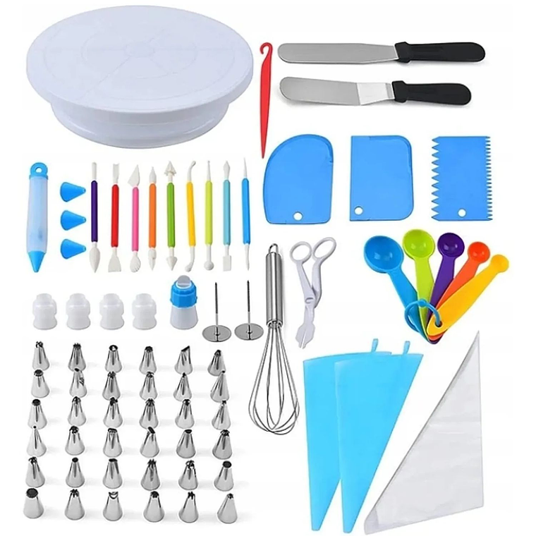 Set Repostería Plato Giratorio Kit Pastelería Decorar Tortas 66 piezas 1