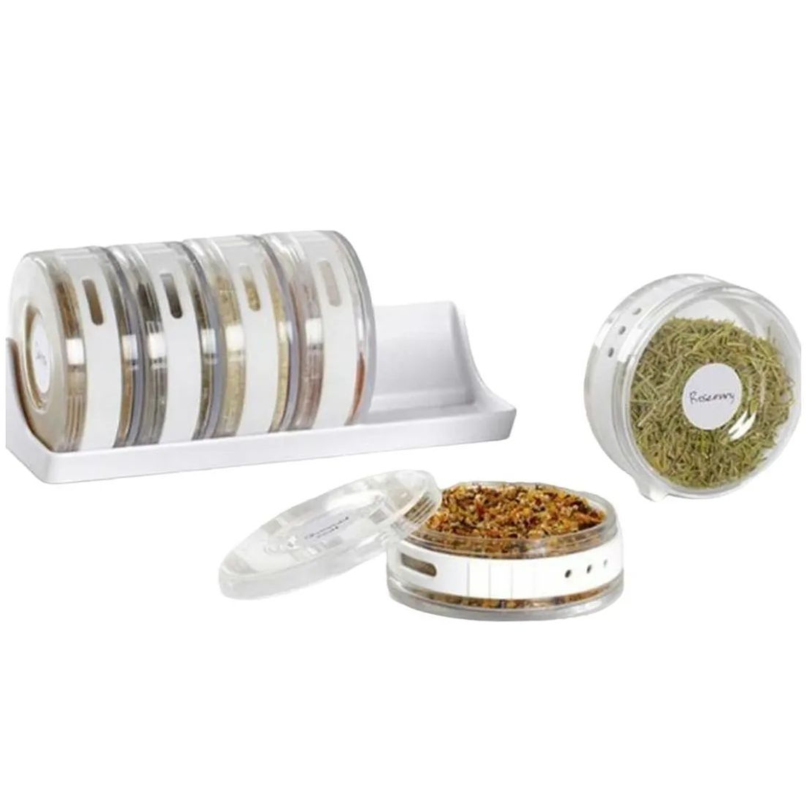Especieros Redondos Set 6 Espacios Condimentos Rack Tarros 1