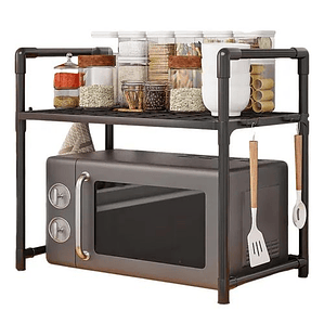 Organizador Con Estantante Para Microondas Cocina Negro