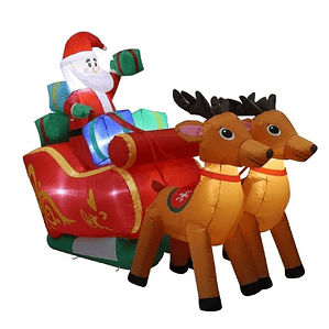 Viejito Pascuero Trineo con renos Inflable Navidad