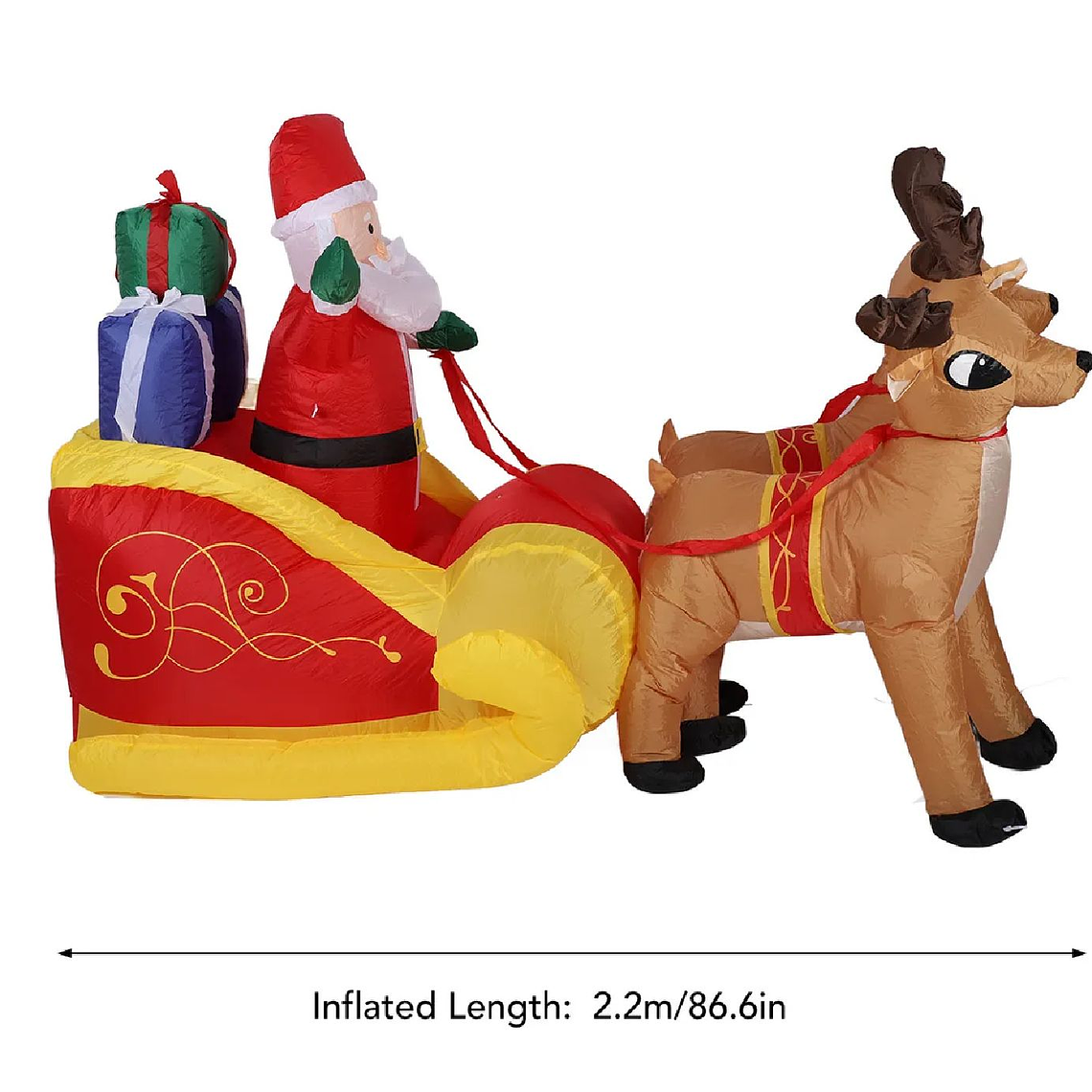 Viejito Pascuero Trineo con renos Inflable Navidad 5