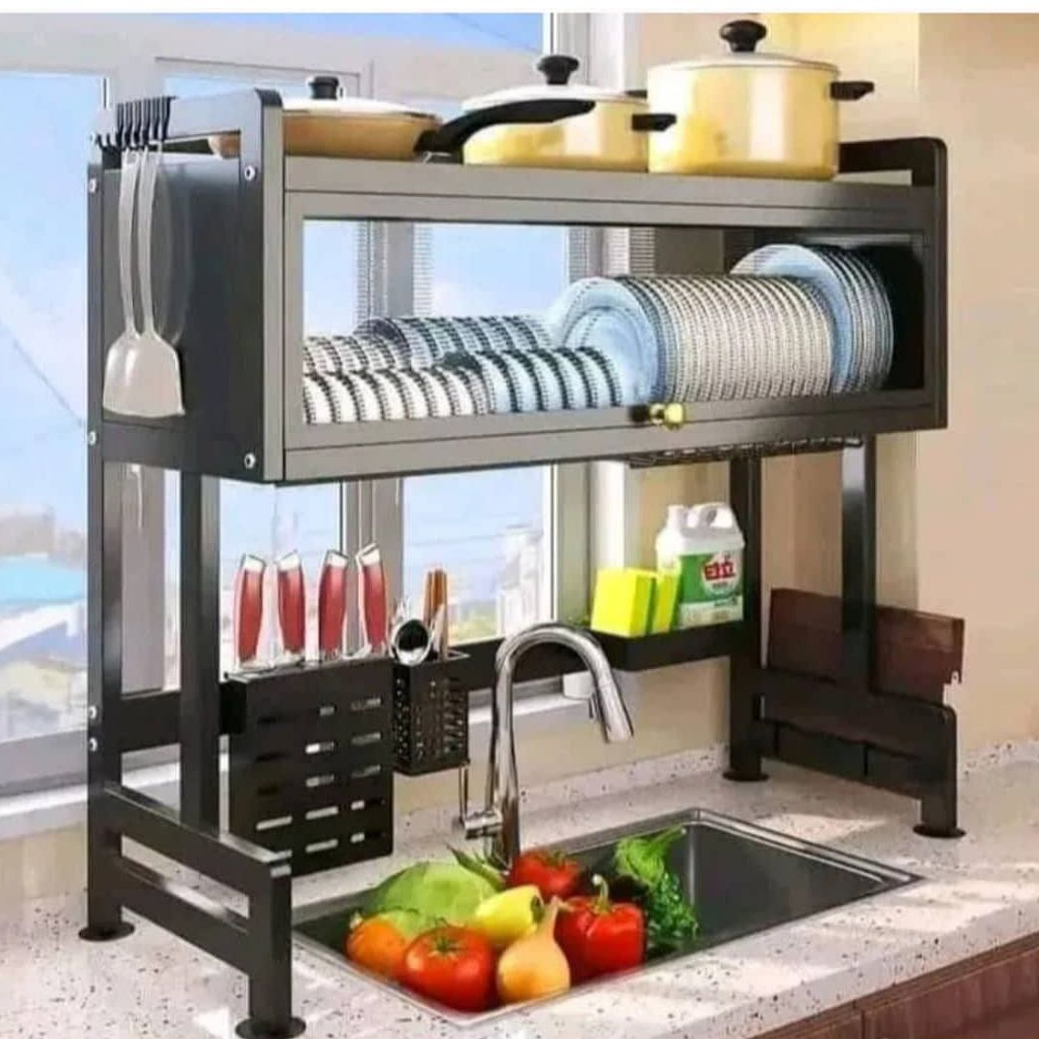 Escurridor de Platos de Acero Inoxidable de Fregadero Cocina con Tapa 2