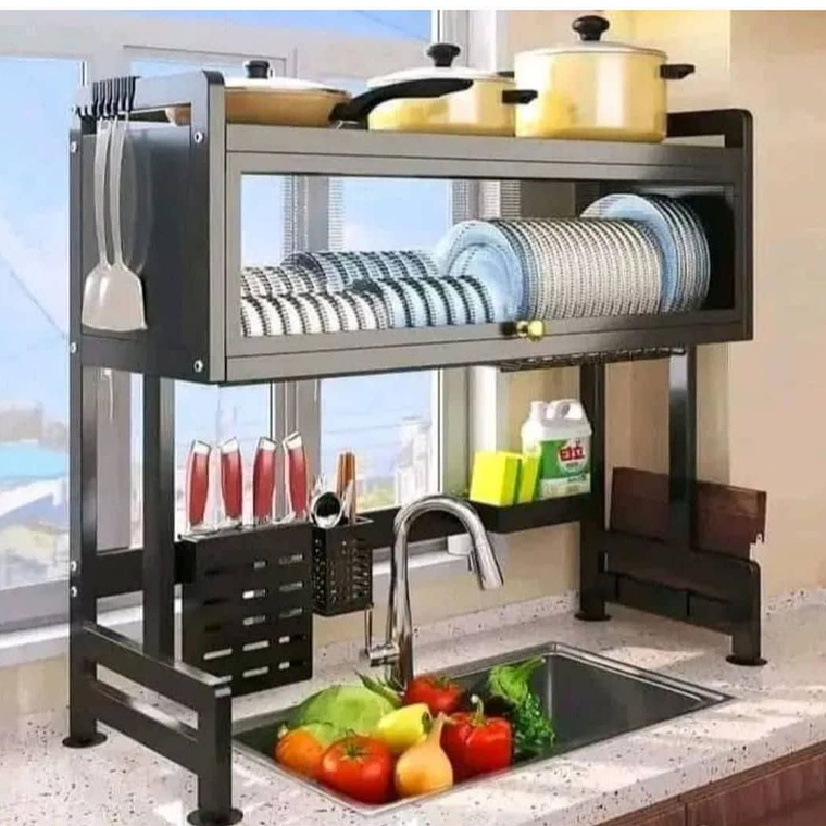 Escurridor de Platos de Acero Inoxidable de Fregadero Cocina con Tapa 2