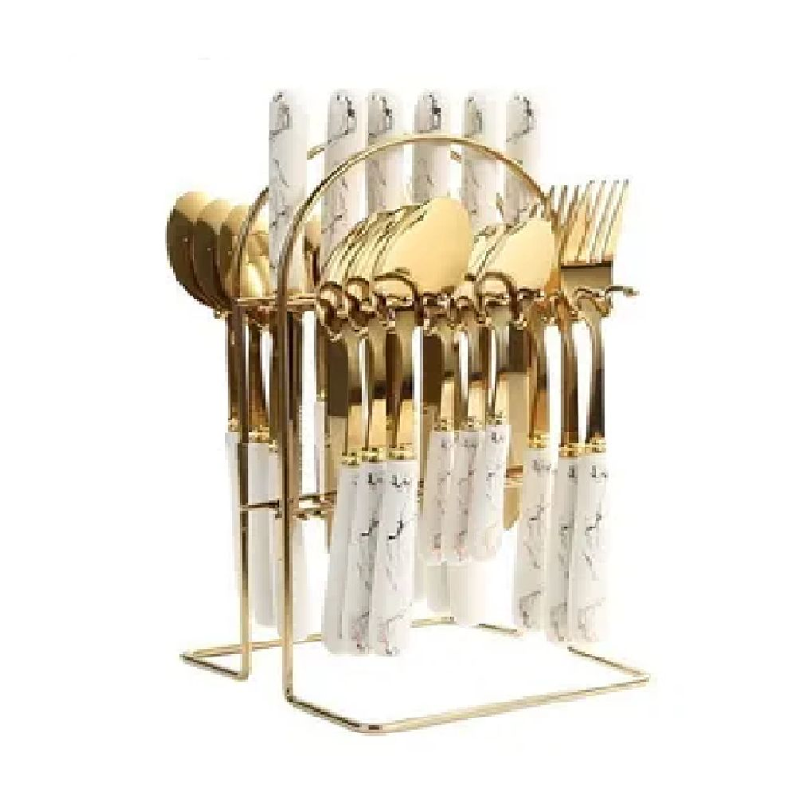 Juego De Cubiertos Acero Inoxidable Con Soporte 24 pzs 1