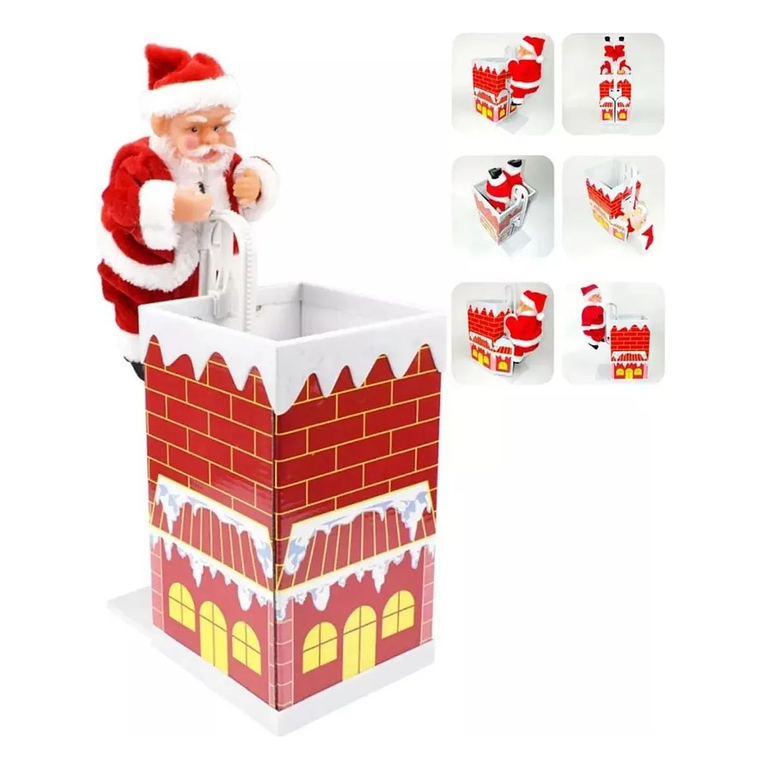 Viejito Pascuero Escala Chimenea Navidad Decoración 4