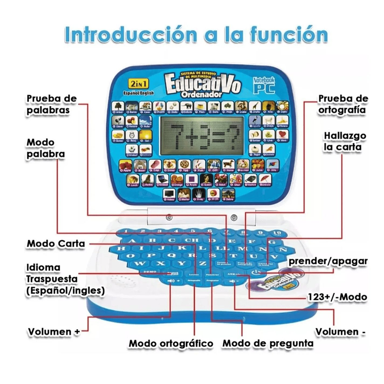 Computador Didactico Educativo Niños Azul 4