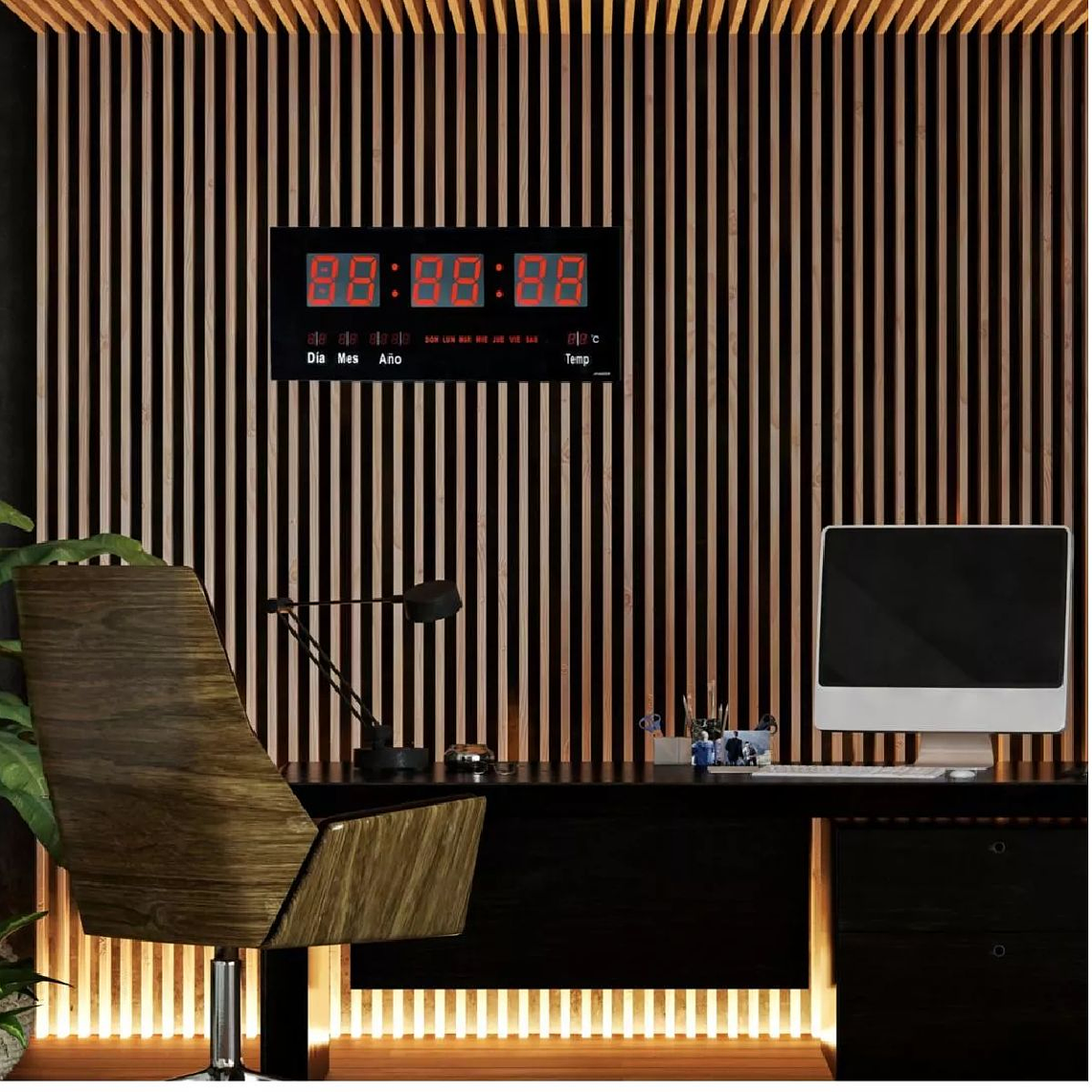 Reloj Digital LED Pared Hora Fecha Temperatura 47x23x3 CM 2