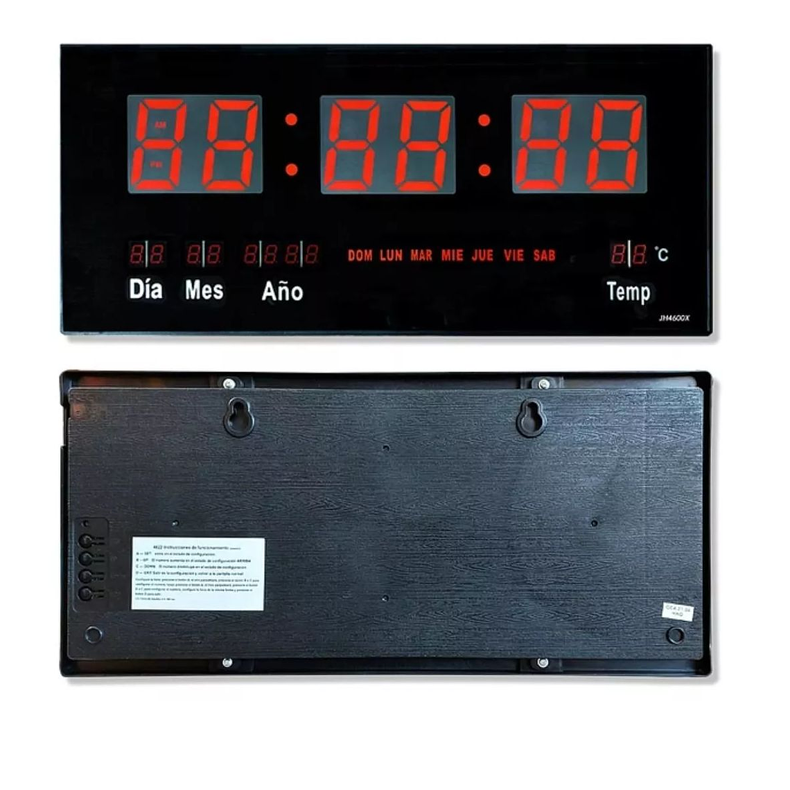 Reloj Digital LED Pared Hora Fecha Temperatura 47x23x3 CM 4