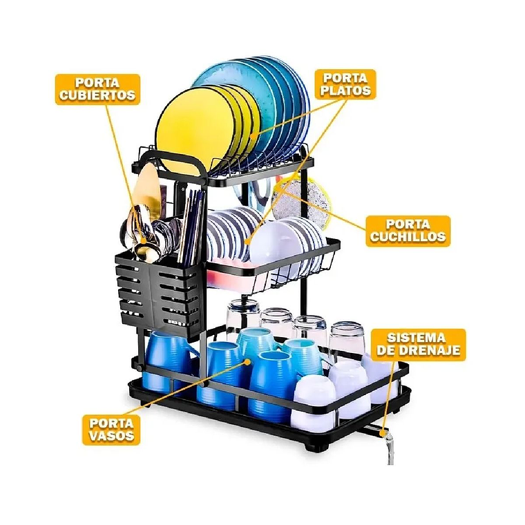 Escurridor De Platos Estante Secaplatos 3 Niveles 4