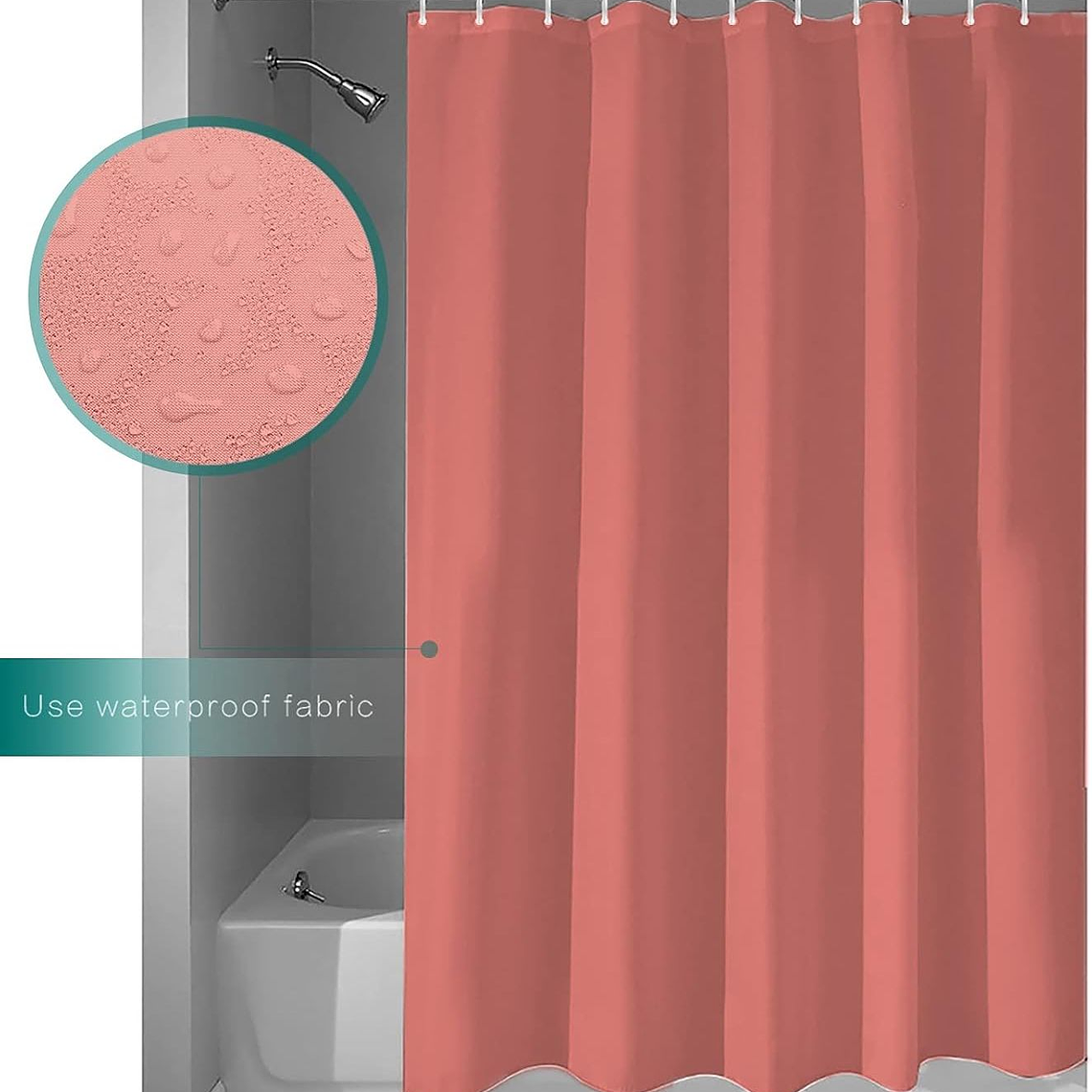 Cortina Ducha Baño 180x180 Elegante Rosada Coral 2