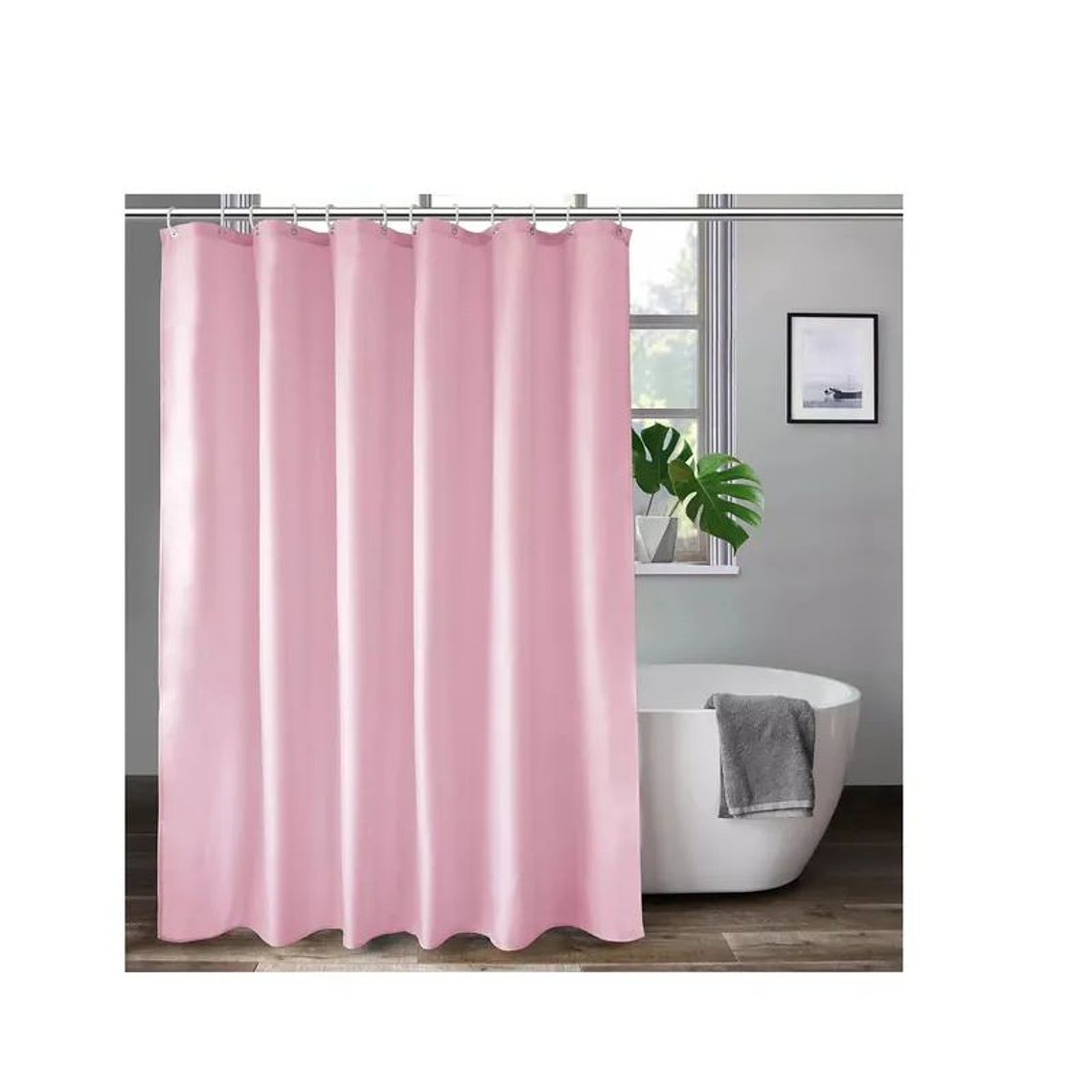 Cortina Ducha Baño 180x180 Elegante Rosada 1