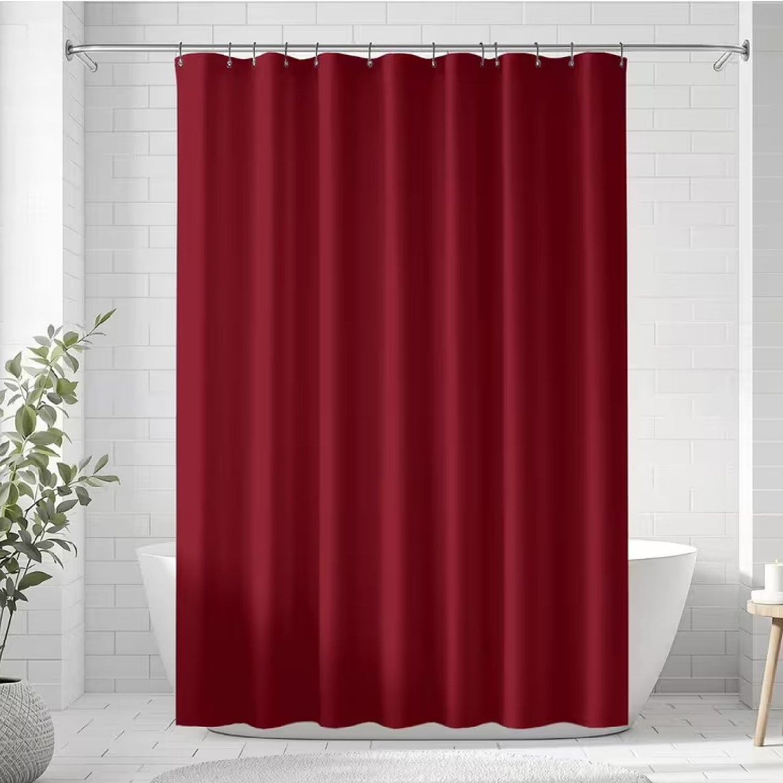 Cortina Ducha Baño 180x200 Elegante Burdeo 1