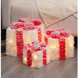 Set 3 Cajas Regalo Luces Decoración Navidad