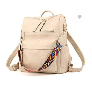 Bolso Mochila Moda Mujer Beige Mediana