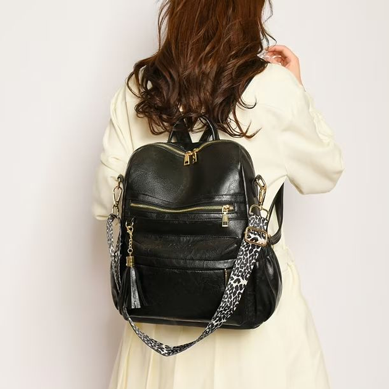 Bolso Mochila Moda Mujer Beige Mediana 6