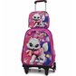 Mochila Niños Escolar Moda Ruedas Diseño Gatito 3 piezas - Miniatura 2