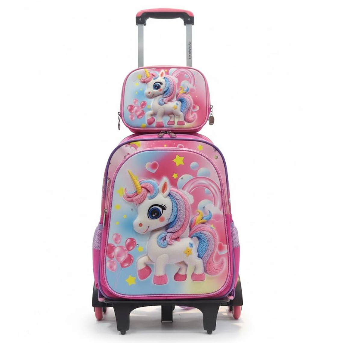 Mochila Niños Escolar Moda Ruedas Diseño unicornio 3 piezas 1