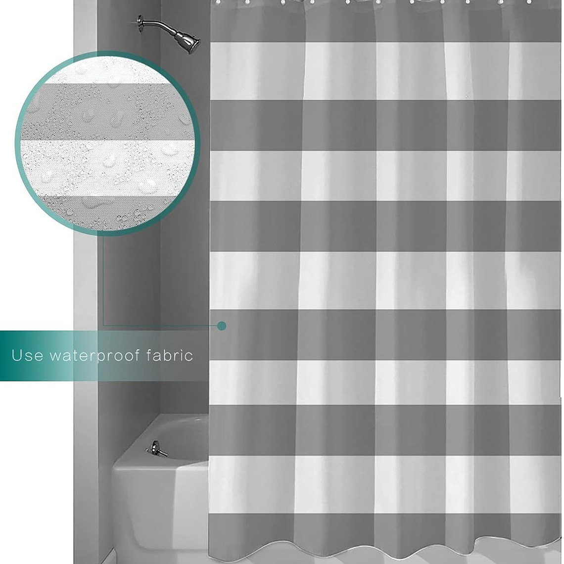 Cortina de baño Blanco con Gris 2