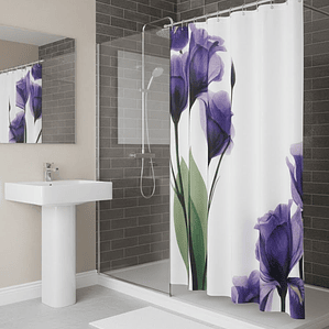 Cortina de baño poliester tela flores