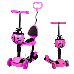 Scooter Monopatin 3 En 1 Ajustable Rosa