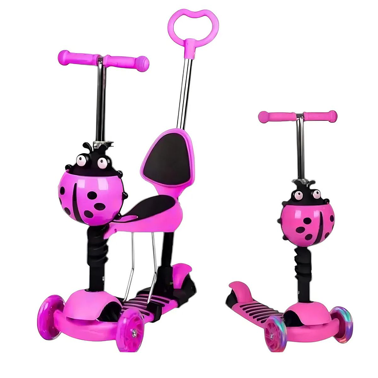 Scooter Monopatin 3 En 1 Ajustable Rosa 1