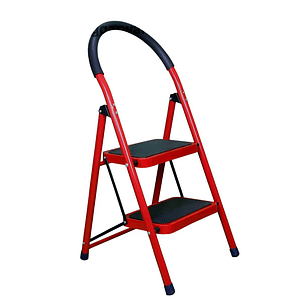 Escalera Plegable Metálica 2 Peldaños multiuso Rojo