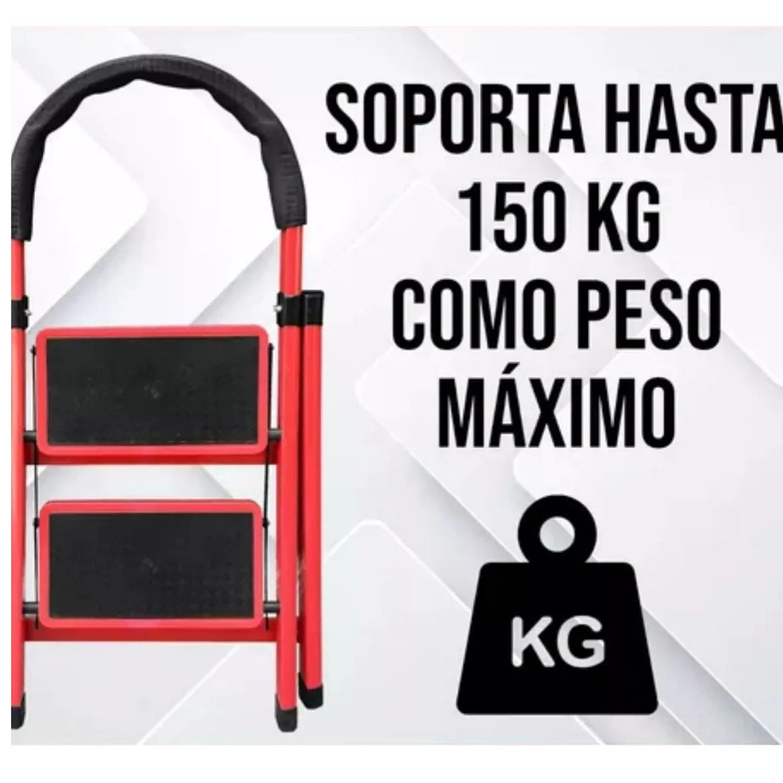 Escalera Plegable Metálica 2 Peldaños multiuso Rojo 2
